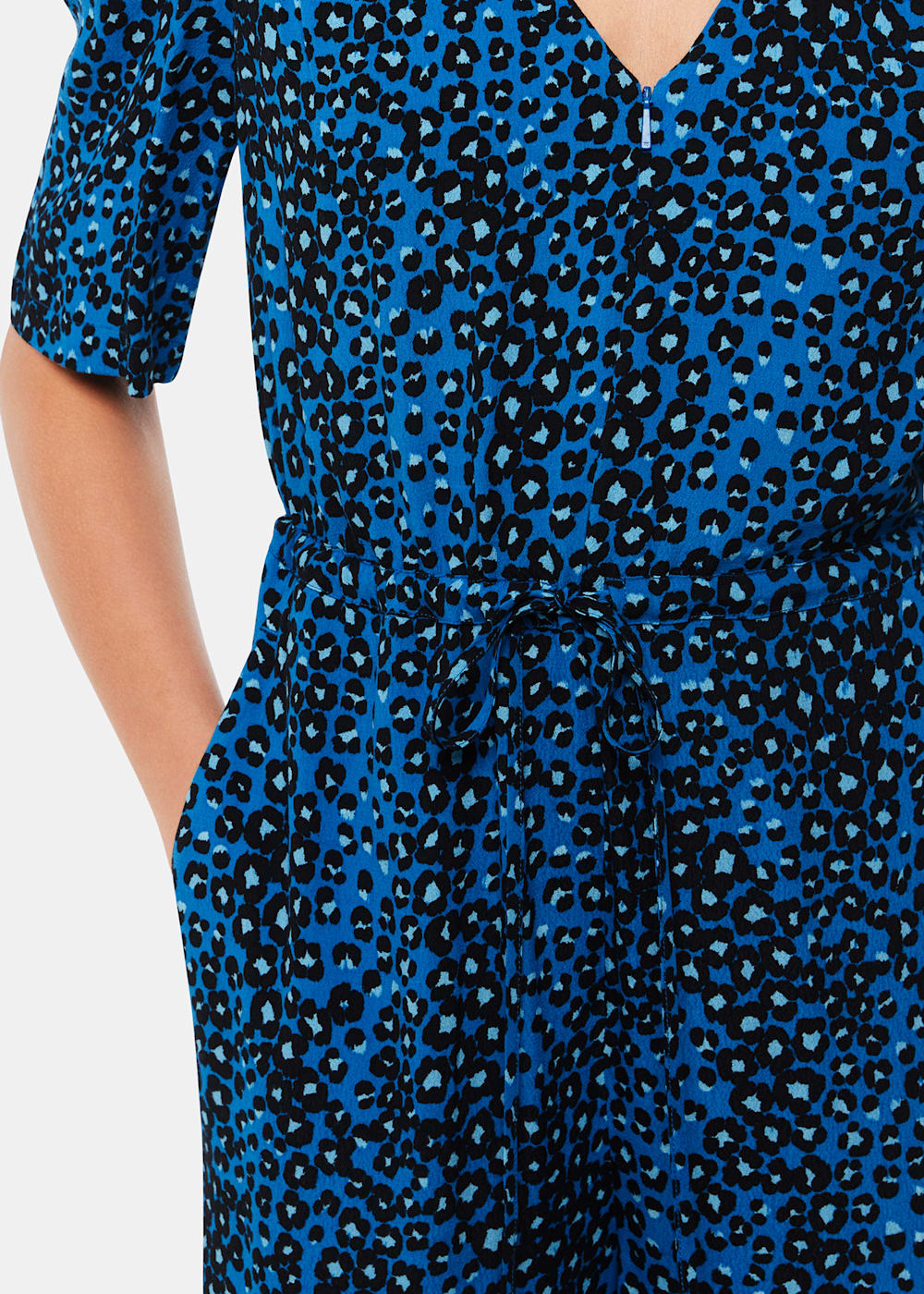 Blue animal print jumpsuit deals